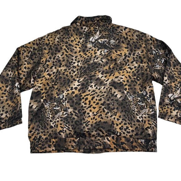 EVR Vintage 80's 100% Silk Animal/Leopard Print Zip Up Jacket Women's Size M - Picture 2 of 11